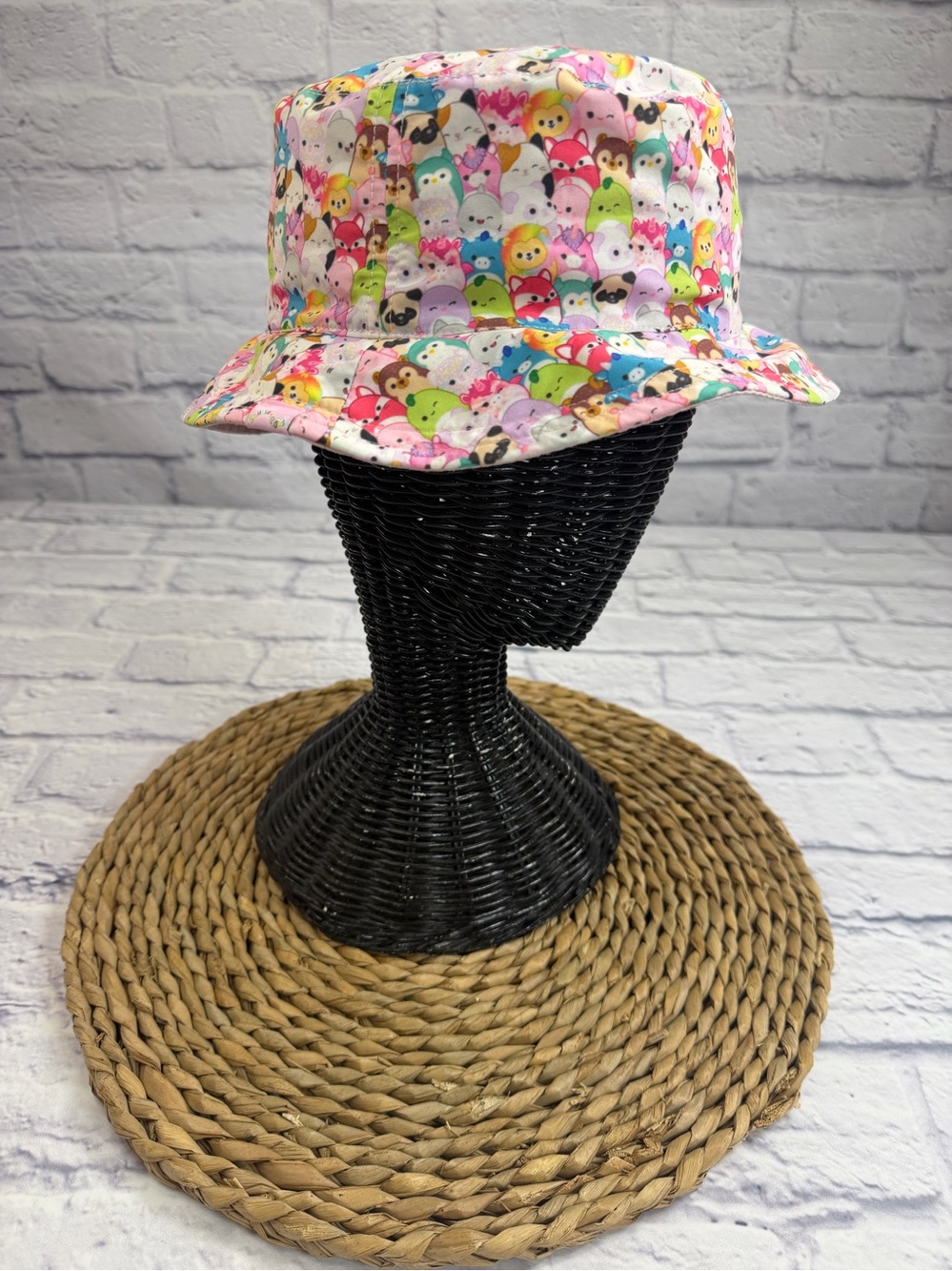 Squishmallows Kids Cute Animal Print Bucket Hat - Pink Multicolor